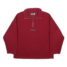 FILA Mens Red Polyester Pullover Jumper Crew Neck Regular S Sports Casual