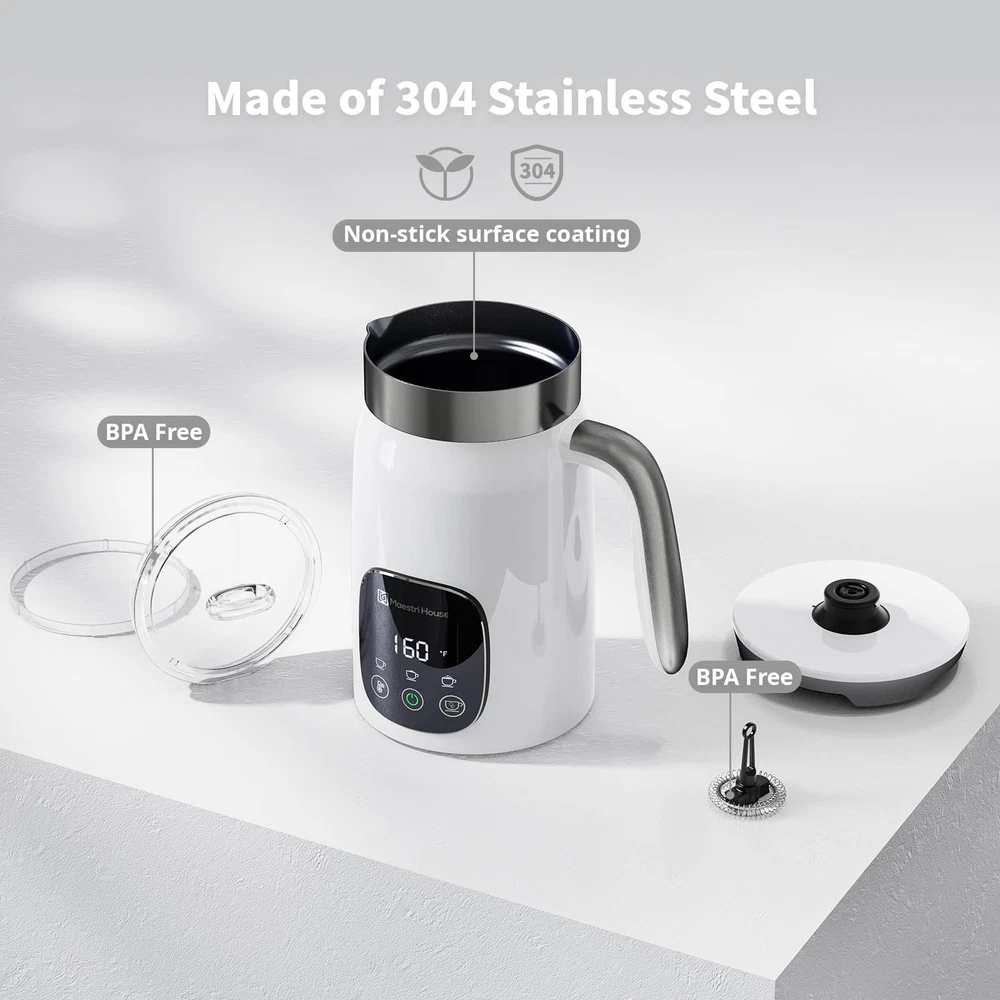 Variable Temperature Milk Frother and Steamer with Adjustable Froth Thickness, 14...