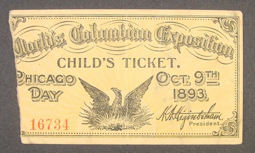1893 World's Columbian Expo Child's Admission Ticket Stub VF