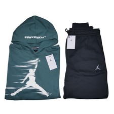 Air Jordan Men's Sweatsuit 2 Piece Hoodie Jogger Set Fleece Tracksuit Teal NWT
