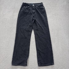 Aeropostale Womens Low Rise Wide Leg Jeans Black Denim Size 2 Short Baggy