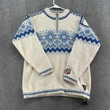 VTG Dale Of Norway Mens M Blue 1/4 Zip US Ski Team Wool Pullover Sweatshirt 90s