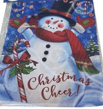 Snowman Christmas Garden Flag Holiday Party Banner Festive Whimsy Winter Decor