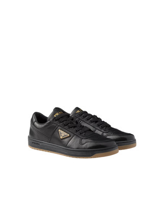 PRADA Downtown $1120 Black Nappa Leather Sneakers New & Authentic