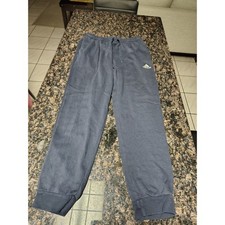 Adidas Mens Fleece Jogger Sweatpants Navy Blue Embroidered Logo Size Medium