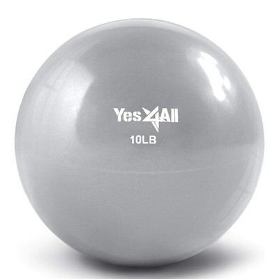 Yes4All 10 lb Smooth Weighted Toning Ball for Pilates and Balance Workout, Gray