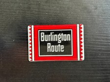 1950's Post Cereal Metal Emblem BURLINGTON ROUTE Embossed Red White ME2692
