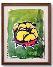 Original Art Bull Dog 14x11 Contemporary Expressionist Painting on PAPER