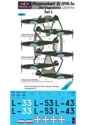 1/48 Bf 109E-3a over Yugoslavia part 2 3 Decal Options for Airfix/Eduard/Tamiya