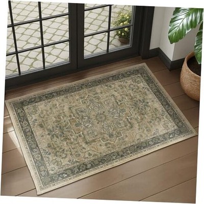 Vintage Distressed 2x3 Kitchen Rugs Washable Non Slip, Moody Medallion Door 