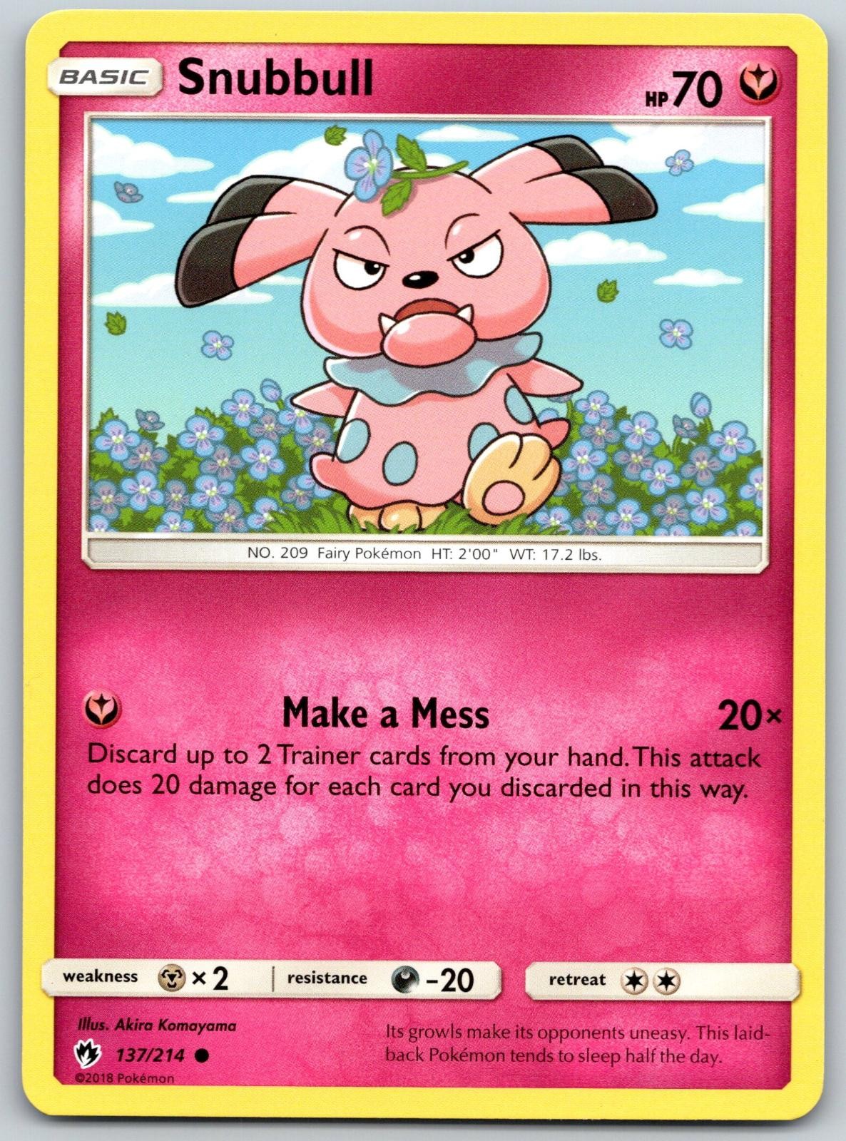 Snubbull 137/214 Lost Thunder Pokemon NM Akira Komayama