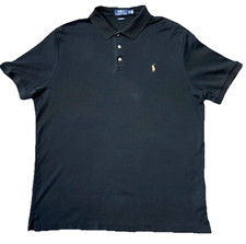 Polo Ralph Lauren Black Polo Shirt XL Gold Multicolor Pony Logo Flaws