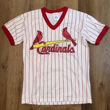 Vtg St Louis Cardinals Jersey Shirt Ringer Pin Striped Tshirt Kids Youth Large