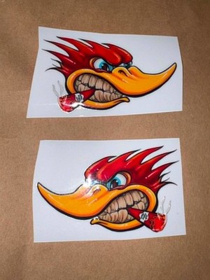 3'' or 6'' UV DTF Decal Woody Woodpecker Hot Rod Rat Fink Style Sticker Car Choose