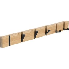 Garderobenhaken Wand, Holz Garderobenleiste, faltbar, 6 Haken, Kleiderhaken, ...