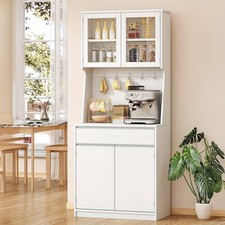 Tall Kitchen Pantry Cabinet White Freestanding Storage Cupboard with Drawer 180c