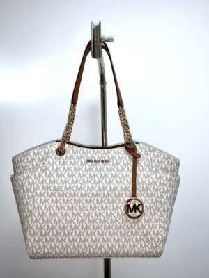 Michael Kors Jet Set Large Travel Chain Vanilla Shoulder Bag