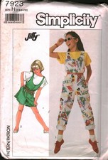 7923 Vintage Simplicity Sewing Pattern Girls 1980s Jumpsuit Romper UNCUT 7-10