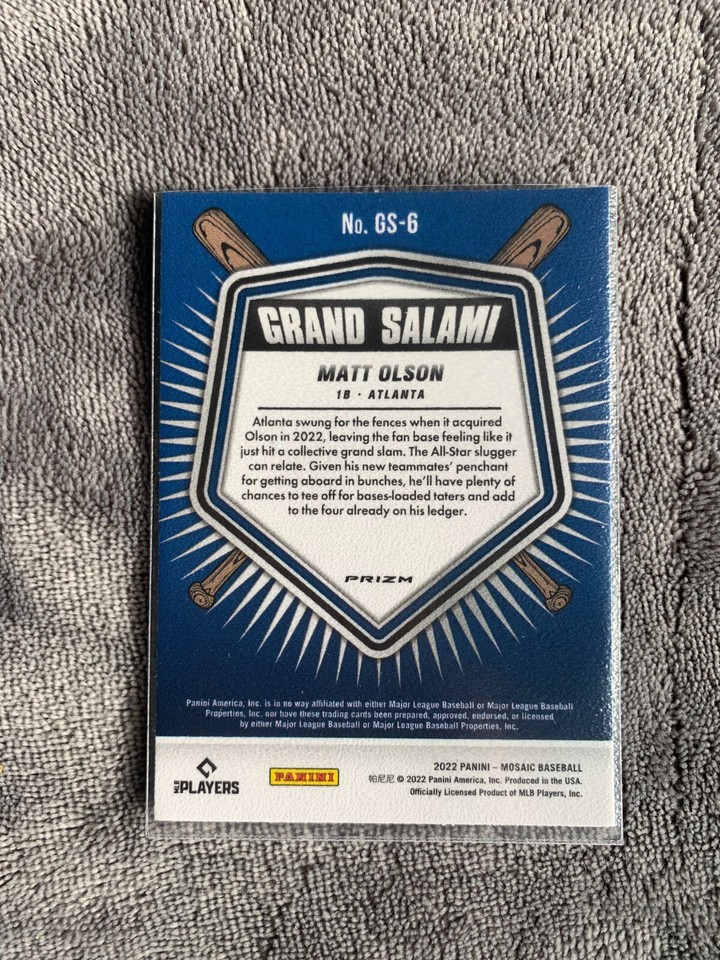 2022 Panini Mosaic - Matt Olson #GS-6 - Grand Salami Insert GREEN PRIZM ...