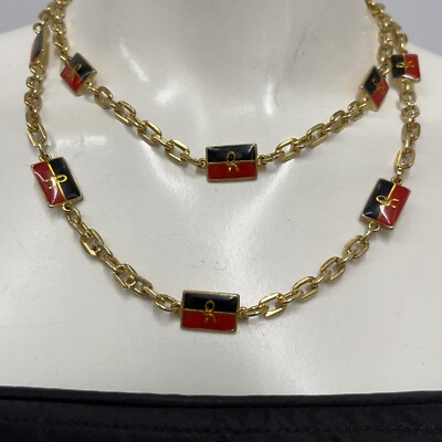 Vintage Roberta di Camerino Necklace Gold Tone Metal Red  display picture 1
