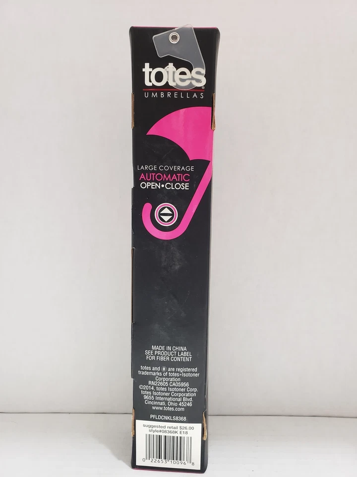 Paraguas Totes Gran Cobertura 43" Automático Abierto/Cerrado Negro/Bronceado Cuadros - NUEVO Foto 3 de 3
