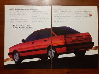 AUDI 90 PRINT AD MAGAZINE ADVERTISEMENT SPORT SEDAN LESSON IN AERODYNAMICS