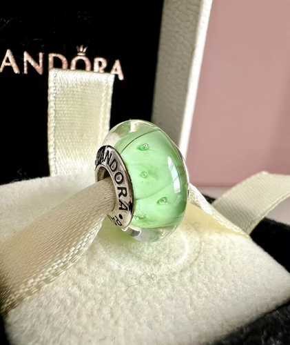 Authentic Pandora Silver Green LOOKING GLASS Murano Glass Bead Charm 4 Bracelets - Picture 5 of 20