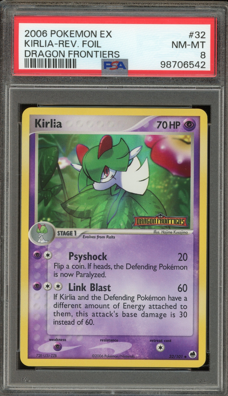 Pokemon Kirlia EX Dragon Frontiers Reverse Holo #32 PSA 8