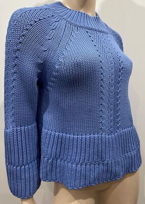 MAX & CO Women's Lavender Blue Chunky Knit Crew Neckline Jumper Sweater Top S