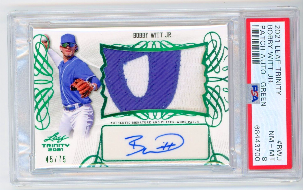 2021 Leaf Trinity Green Patch Autograph /75 #PA-BWJ Bobby Witt Jr