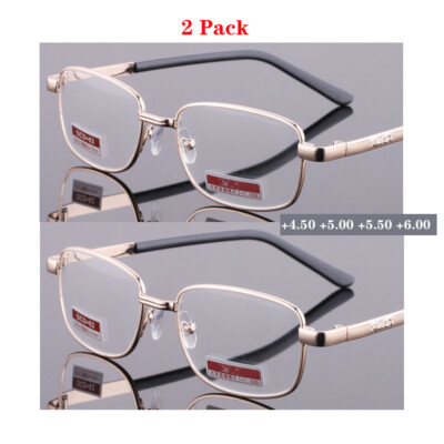 2 Stück Lesebrille +4,50 +5,00 +5,50 +6,00 Stärke Metall Brillen Ersatzbrille
