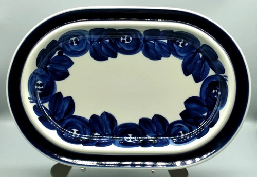 Vintage Arabia Finland Ulla Procopé Anemone Blue Oval Serving Platter