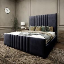 Image of Ottoman Bed Frame Plush Velvet Upholstered Divan Storage Double & King Size Bed