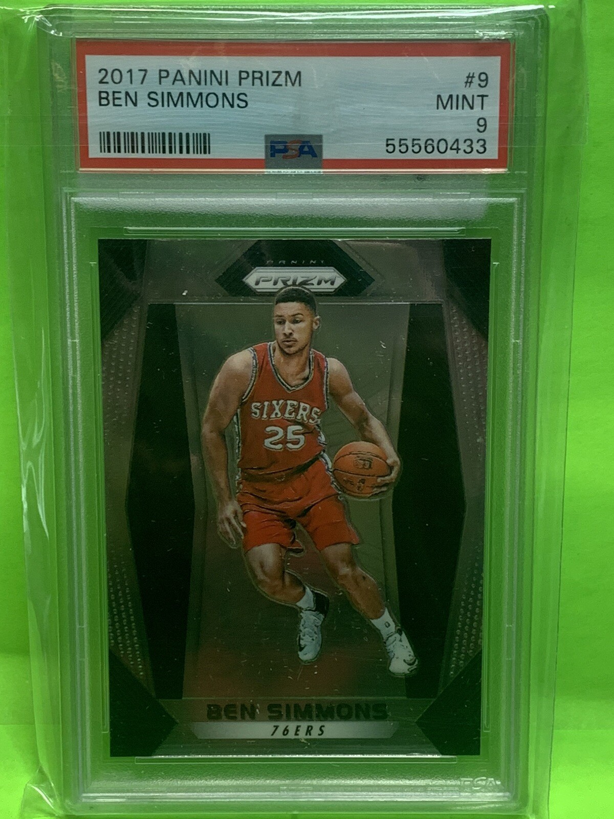 2017 Panini Prizm #9 Ben Simmons Philadelphia 76ers PSA 9 MINT 2nd year