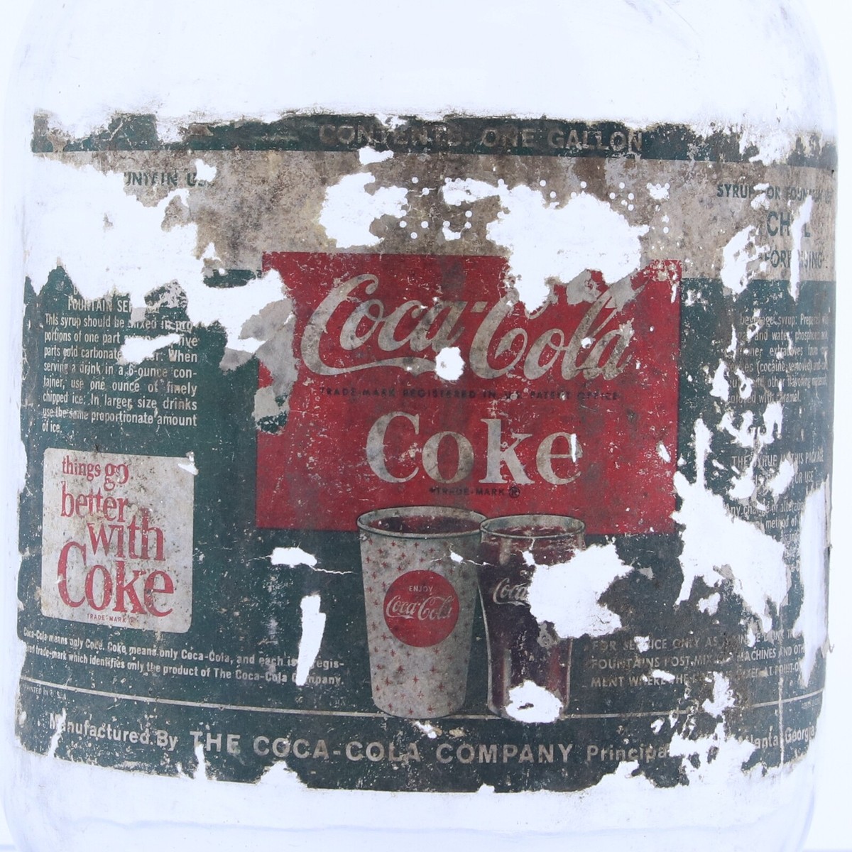 Lot of 2 1960's 1 Gallon Coca Cola Coke Syrup Glass Bottle Jug w