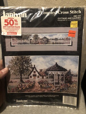 Janlynn Cottage and Gazebo Garden Long Counted Cross Stitch Kit SEALED 22x4.5''