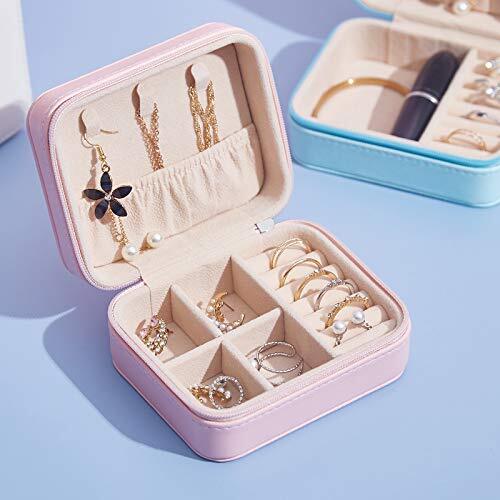 Small Jewelry Box for Women Girls- Travel Jewelry Case Faux Leather White Rec - Picture 3 of 6
