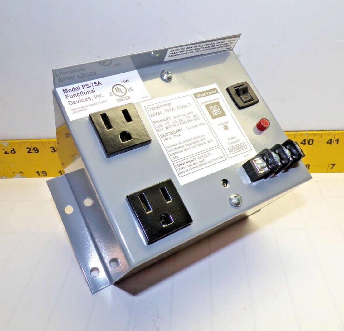 NEW FUNCTIONAL DEVICES 75 VA TRANSFORMER 120-480 VAC PRI 24 VAC SEC PS/75A