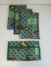Blue Plaid JOHN DEERE Baby Changing Set  Portable Pad, Burp Cloths x3 Handmade
