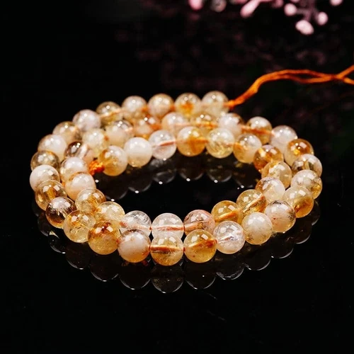 Natural Citrine Stone Bracelet 8mm Yellow Crystal Gemstone Stretch Bracelet - Picture 5 of 5
