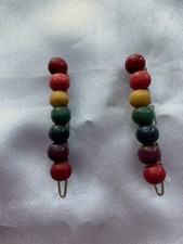 VTG. 80  s Hair Clip Pair Of Barrettes Rainbow Wooden Beads