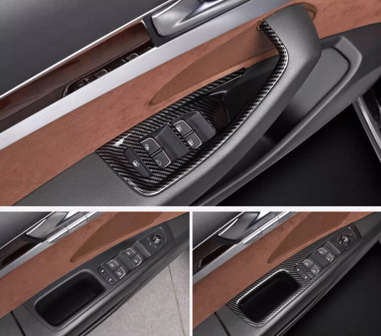 Carbon Fiber Window Lift Panel Switch Cover Trim 4pcs For Audi S8 A8 2011-2018 - Image 3 of 4