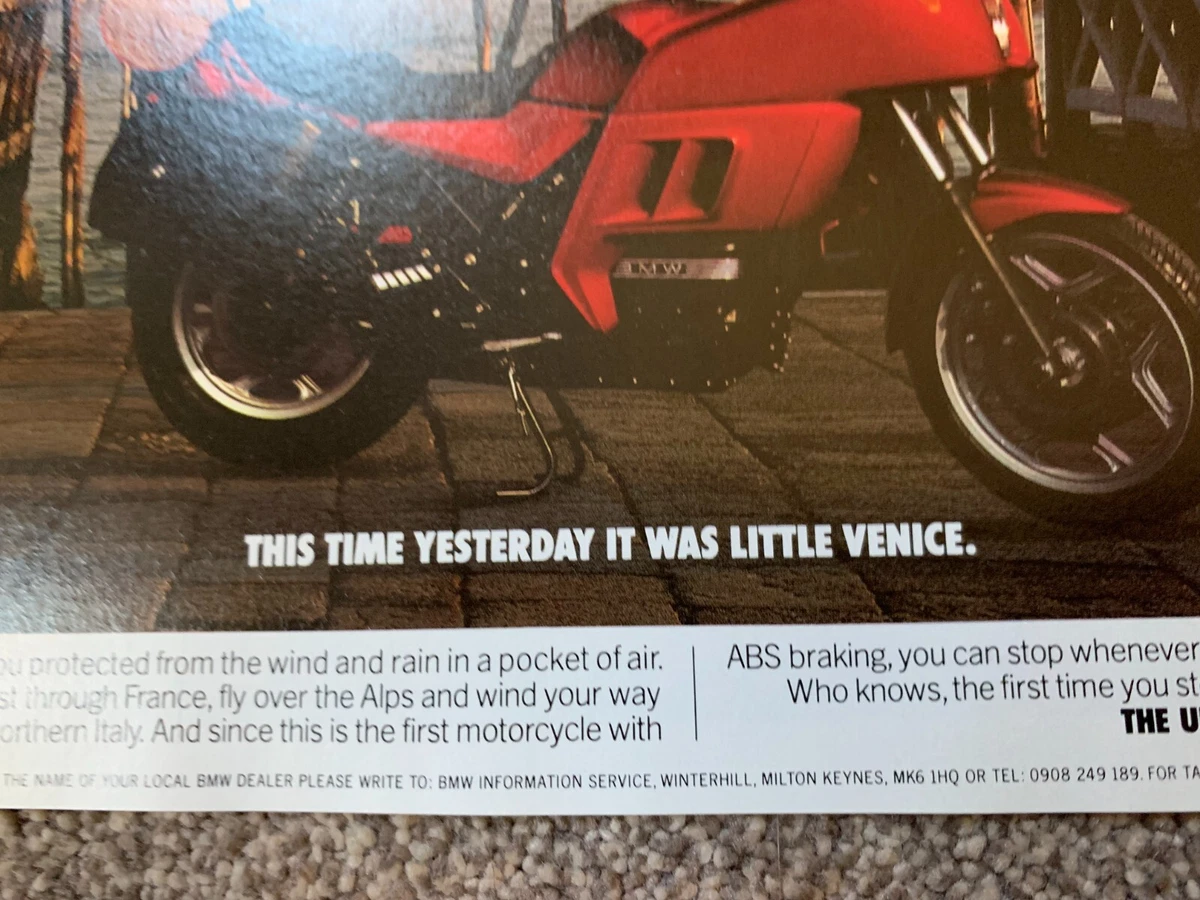 ULTRA RARE Modern Classic BMW K75 K75RT MOTORBIKE BIKE ADVERT
