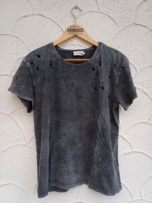 graues verwaschenes T-Shirt Anika Teller x NA-KD - Wie Neu