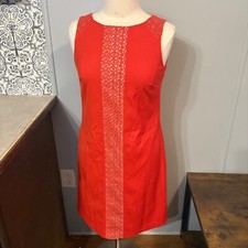 Nine West Red with Tan Lace Details Sleeveless Dress (6)