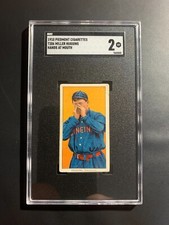 1910 PIEDMONT CIGARETTES T206 MILLER HUGGINS HANGS AT MOUTH SGC 2 GOOD