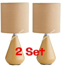 2x Mustard Yellow Shade BEDSIDE Ceramic Table Lamp KIDS Study BEDROOM Decor Gift