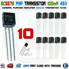 10 x BC557B BC557 Silicon PNP Transistors 45V 100mA 500mW Amplifier TO-92 Case