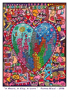 A Heart, A City, A Love - James Rizzi 1998 - Poster | eBay