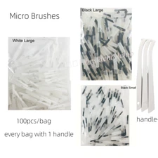 Dental Micro Brushes Disposable Mini Applicator Brush Tips Handle White Black